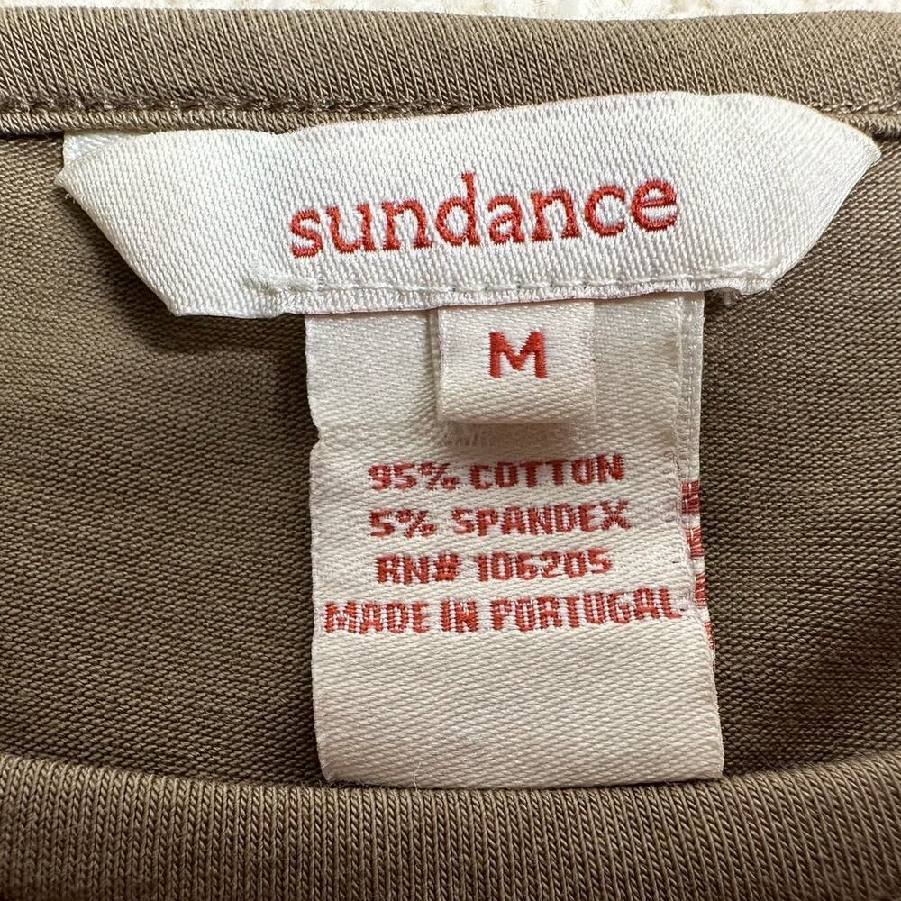 Sundance: Olive-Brown Draped Front Ruched 3/4 Sleeve Top - Picture 3 of 5